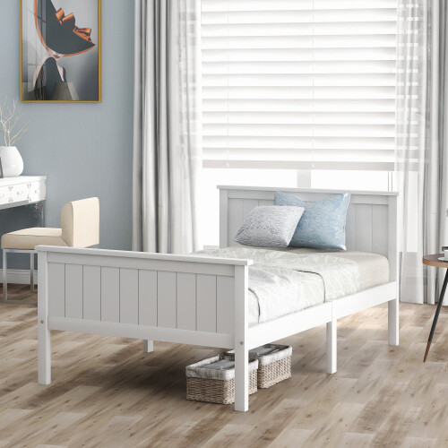 White wooden bed frame - white,