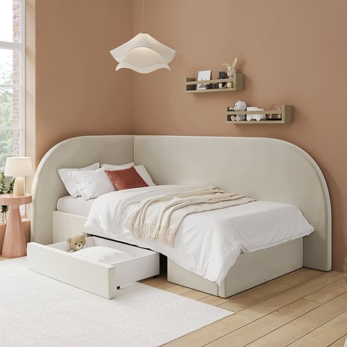 Cream single velvet bed frame - velvet,