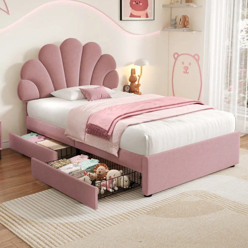 Pink velvet single bed sale - pink,