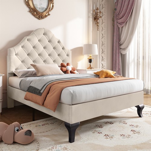 Velvet upholstered bed - bed, single