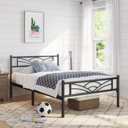 Stylish 3ft black metal bed - black,