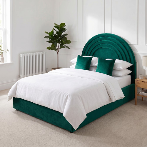 Kids bed emerald teddy fabric - bed,