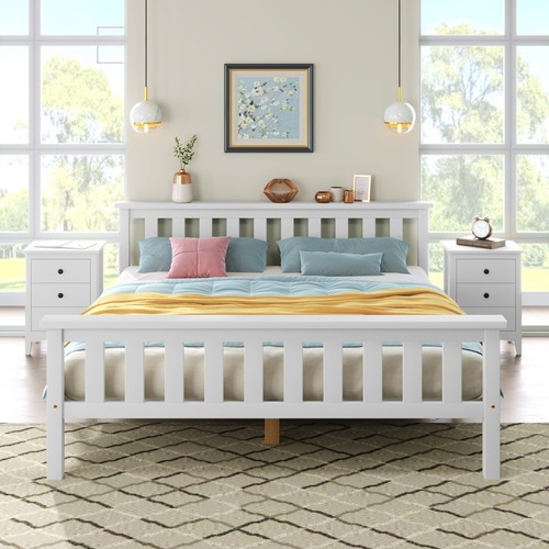 4ft6 double bed pine wood - wood,