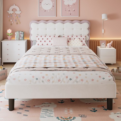 Upholstered bed frame with - bed,