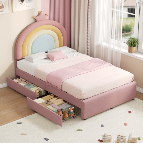3ft single kids bed - frame, pink
