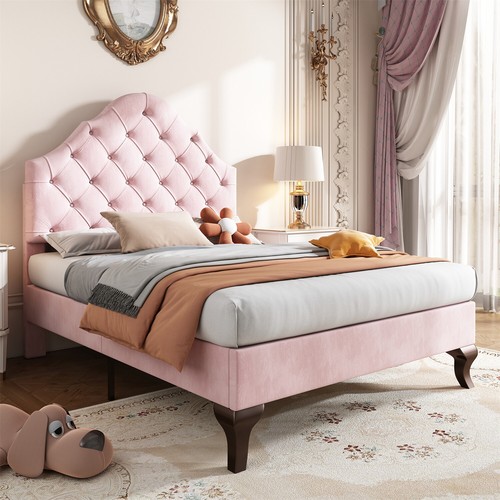 Velvet upholstered bed - upholstered, single